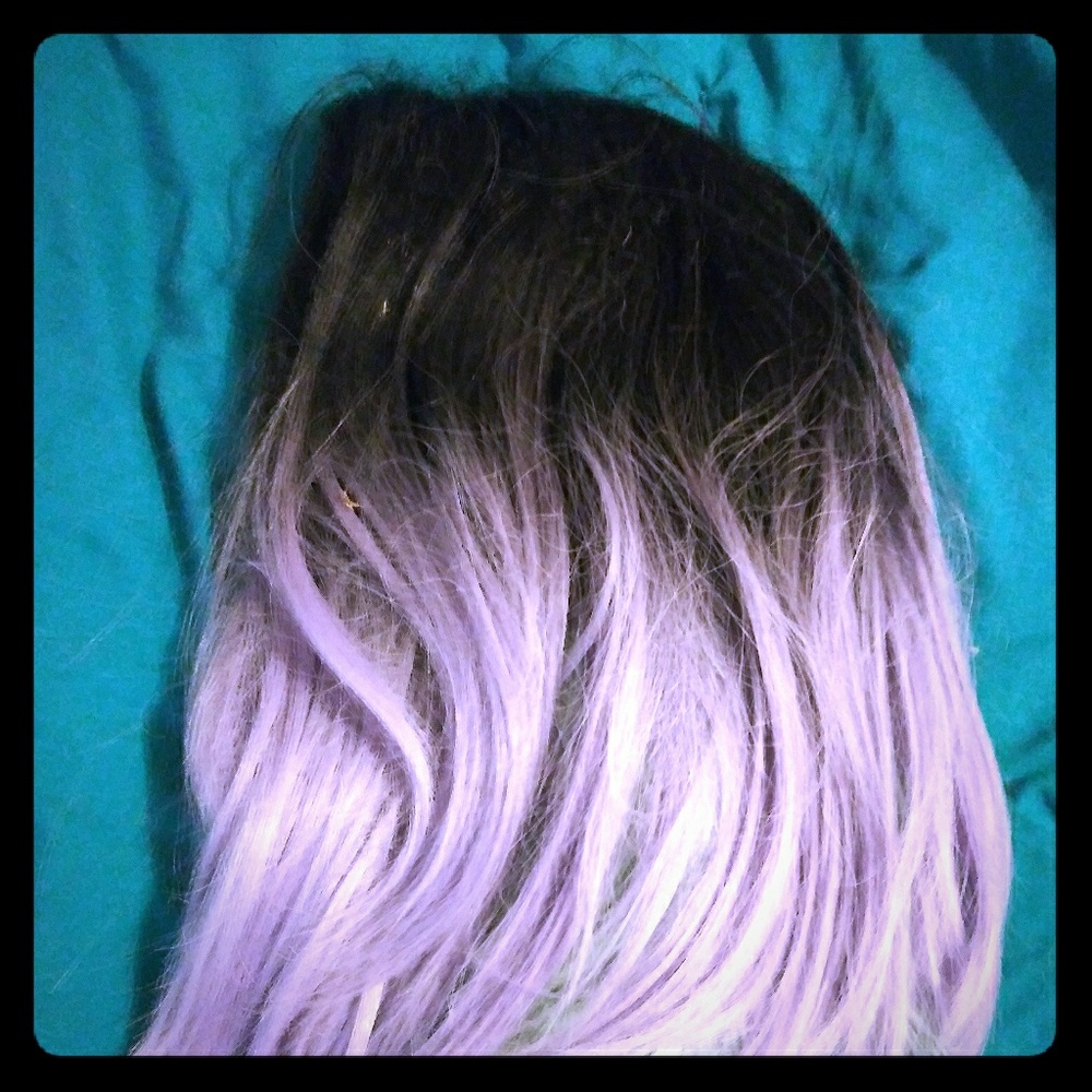 Black and purple short cosplay wig